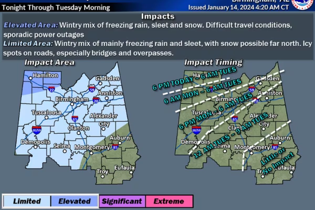 Alabama New Winter Weather Advisories Issued