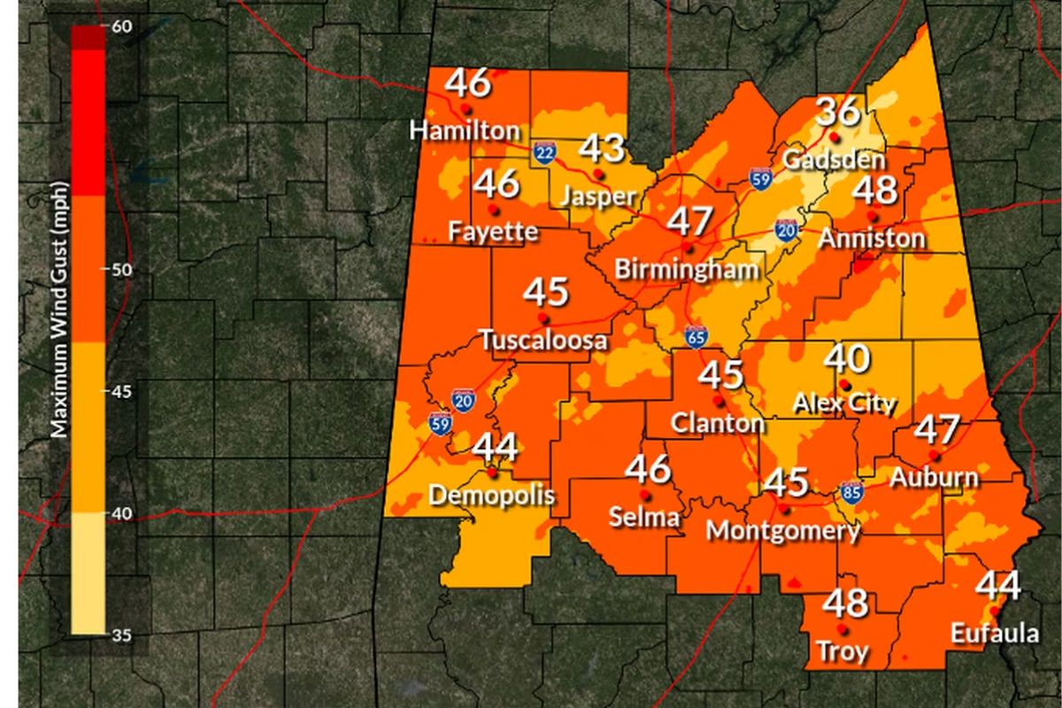 Strong Winds Expected Across Alabama