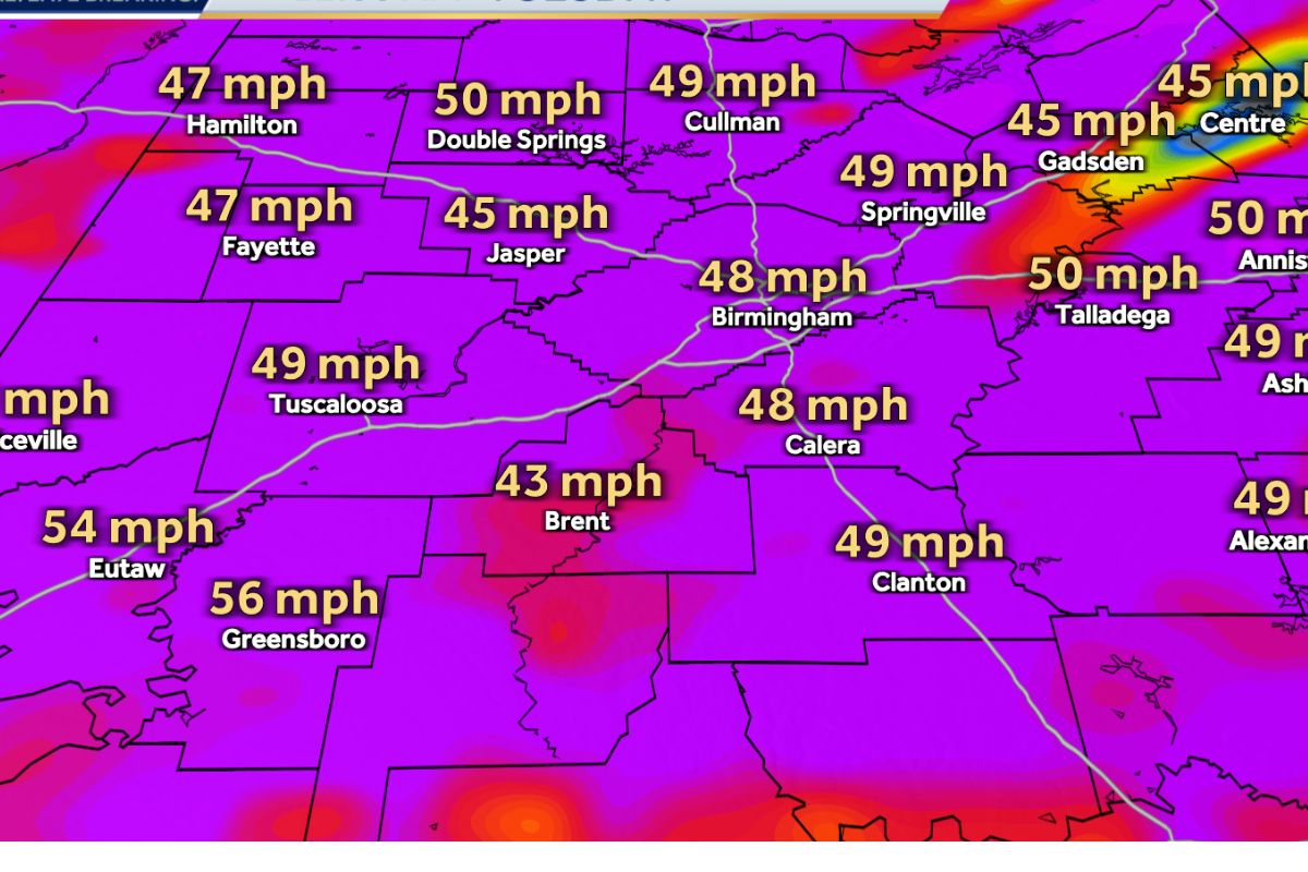 Strong Winds Expected Across Alabama